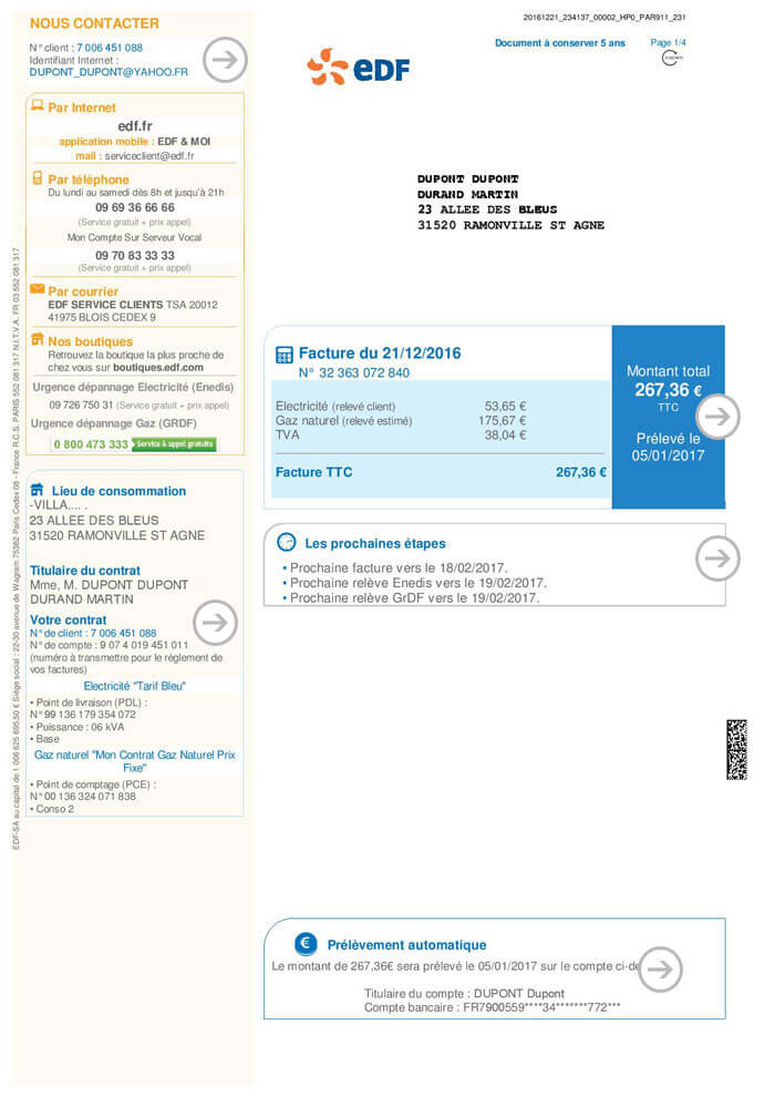 justificatif de domicile EDF