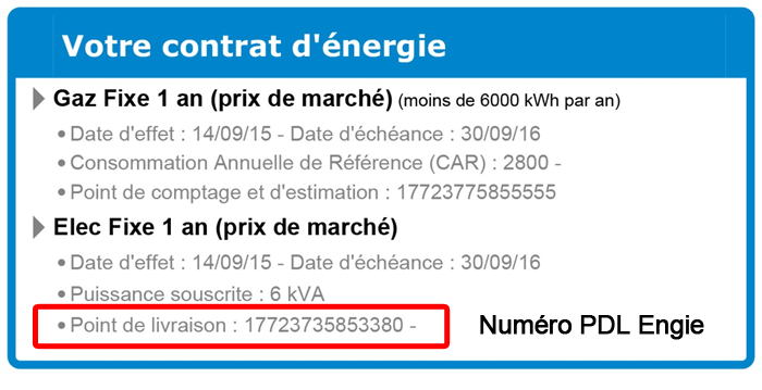 PDL Engie sur une facture