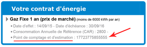 Numéro PCE Gaz facture
