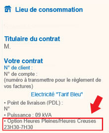 Heure creuse Facture EDF